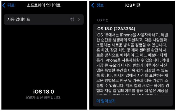 iOS 18 업데이트